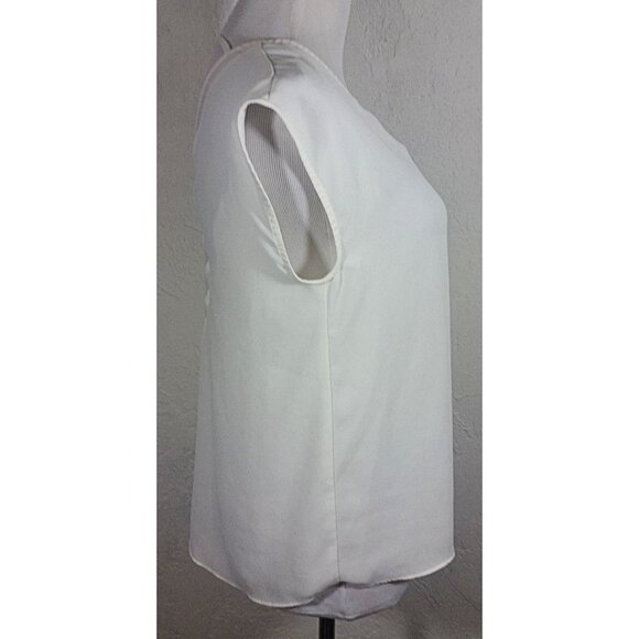 Express Tank Top Small White V Neck Sheer Evening Career Sleeveless - Picture 4 of 6